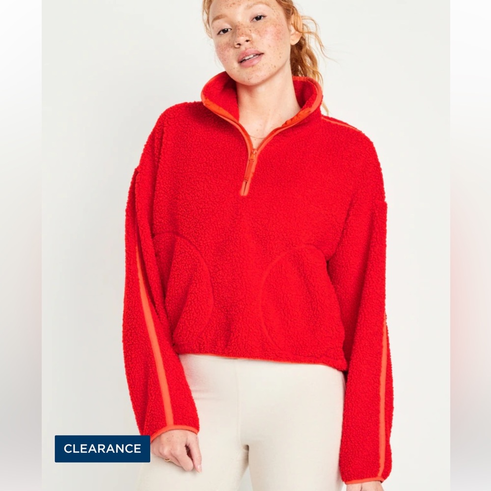 Old Navy Cropped Sherpa 1/4-Zip Pullover for Women